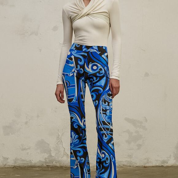 Emilio Pucci Pants - EMILIO PUCCI Fireze Flare leg Trousers Blue print size 36